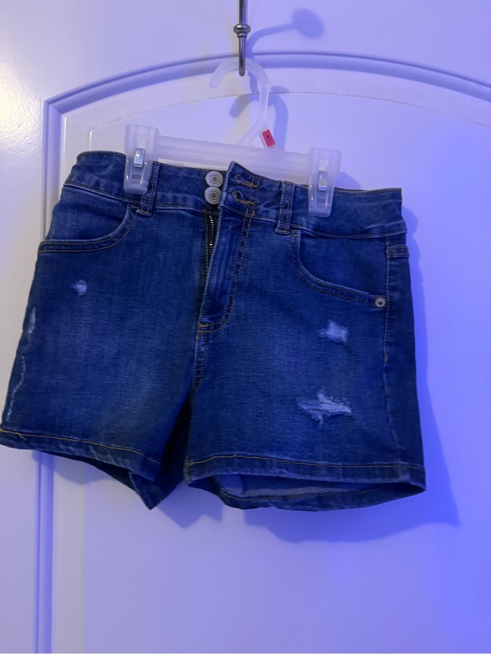 Target Dark Blue Distressed High-Rise Jean Shorts